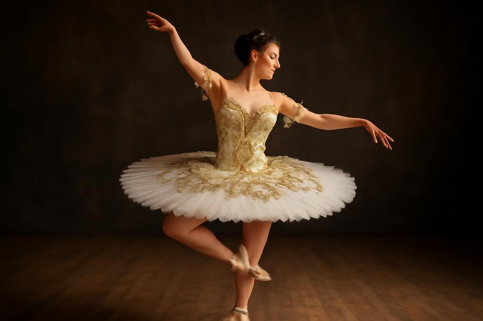A ballet dancer performing in an embellished tutu, exemplifying grace and the art of ballet.