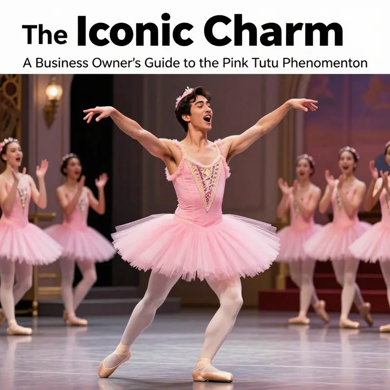 Jim Carrey as Ace Ventura in a playful pink tutu in a ballet setting surrounded by astonished audience members.