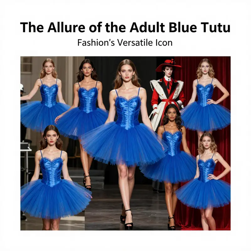 A detailed look at the intricate design elements of an adult blue tutu, highlighting its craftsmanship.