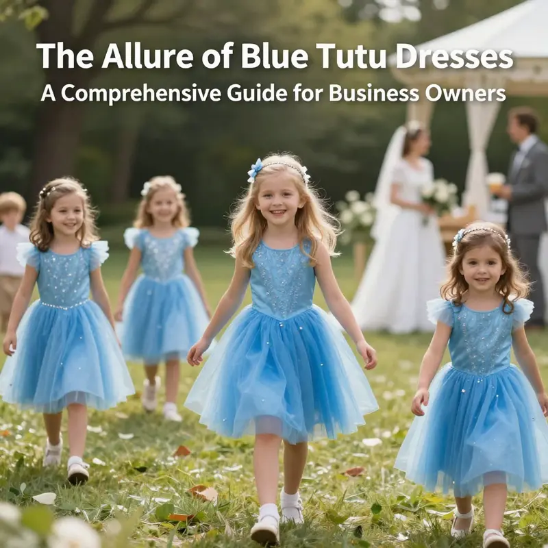 A display of various styles of blue tutu dresses tailored for special occasions.