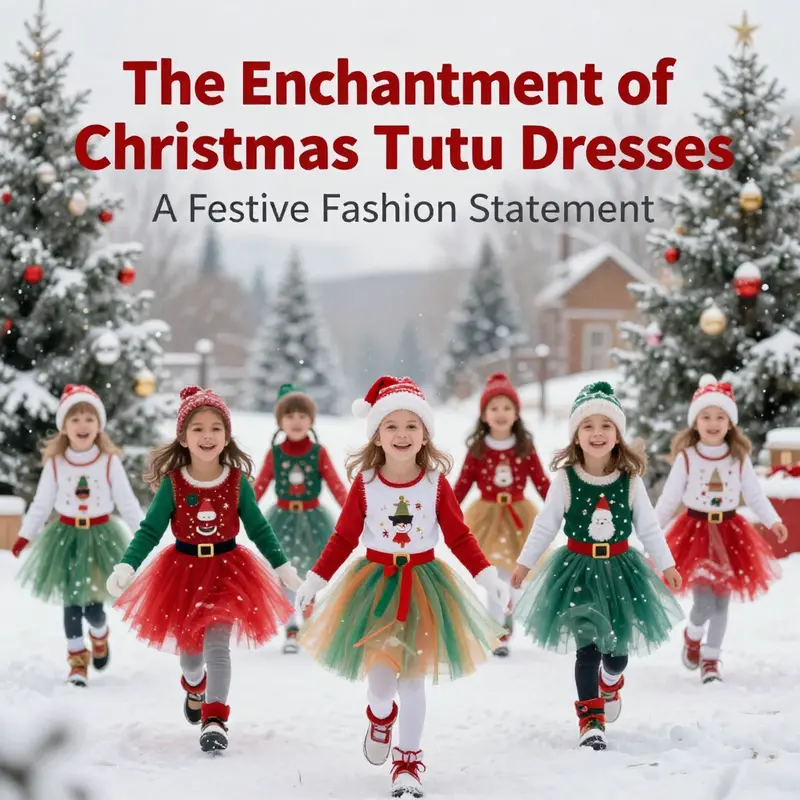 Children dressed in festive Christmas tutu dresses capture the joy of the holiday season.