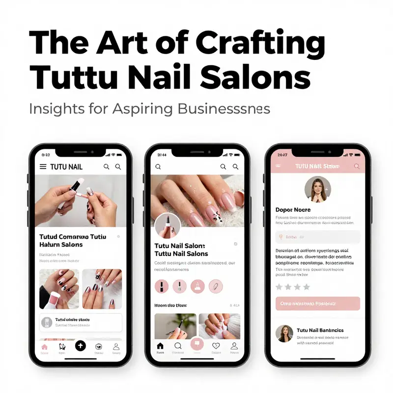 Front view of TUTU NAIL STUDIO with hours of operation illustrated.