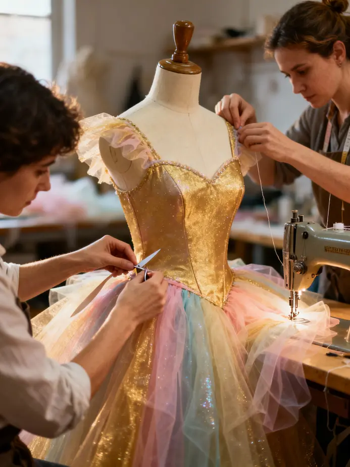 Key components of stunning princess tutu cosplays—vibrant skirts, fitted bodices, and enchanting accessories.