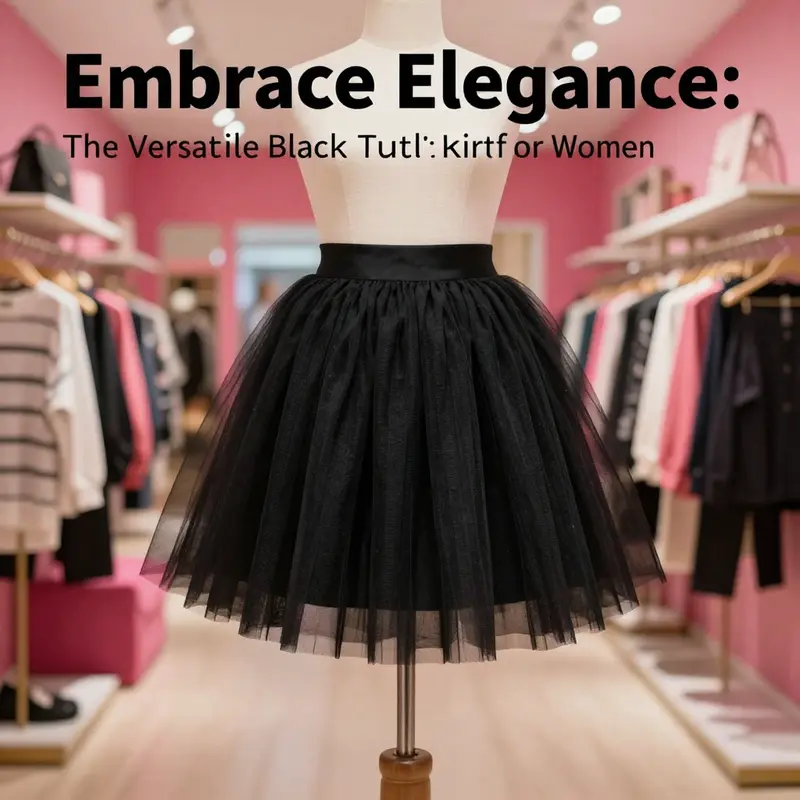 Black tutu skirt on a mannequin in a boutique, representing its stylishness and versatility.