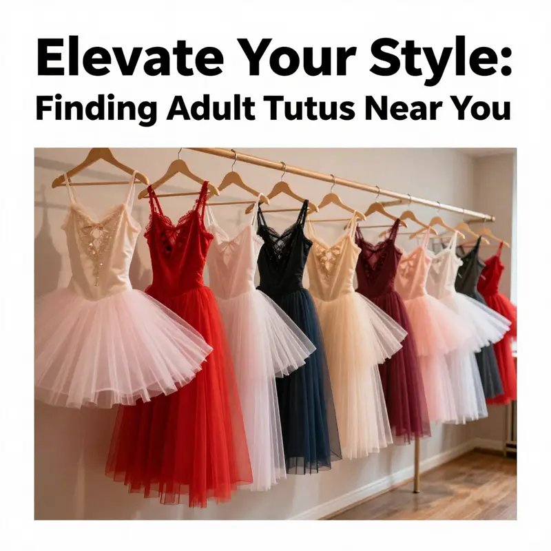 A collection of colorful adult tutus arranged gracefully in a dance studio.