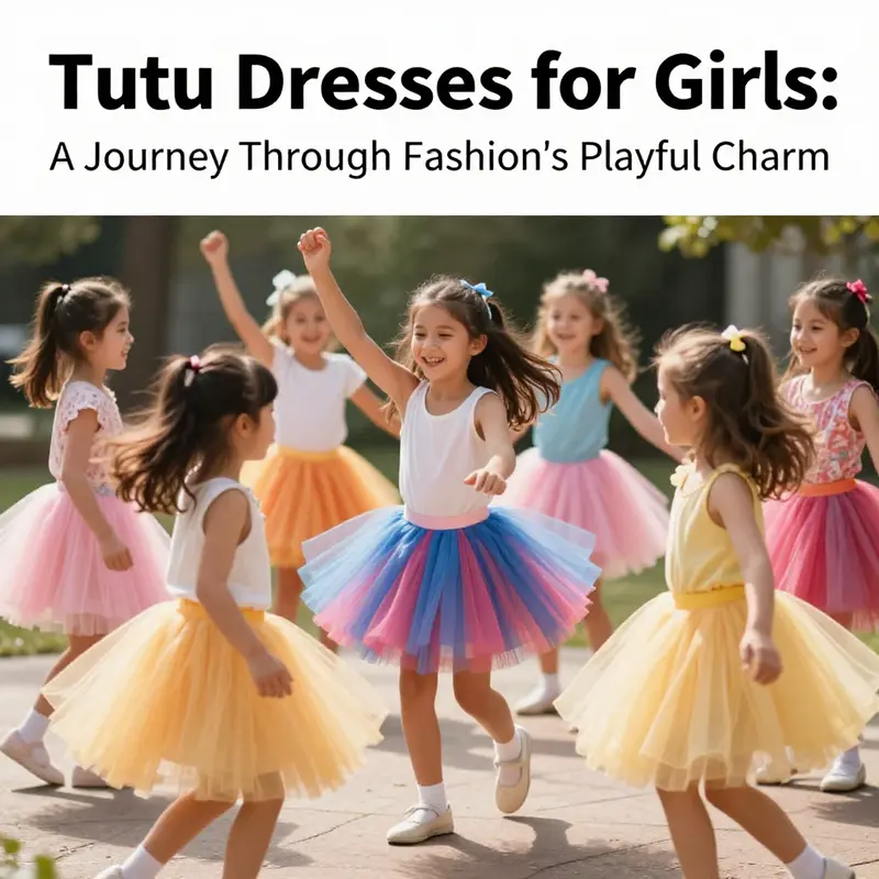 A lively image showing young girls in colorful tutu dresses enjoying various activities, signifying the charm of tutus.