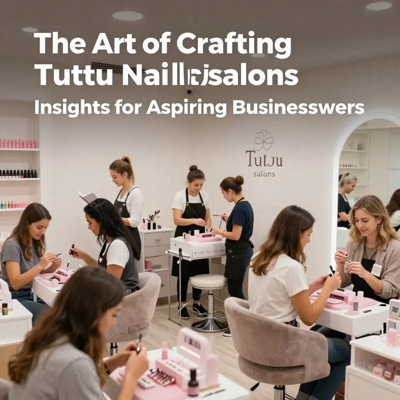 An inviting interior view of a Tutu Nail Salon filled with happy customers and staff.