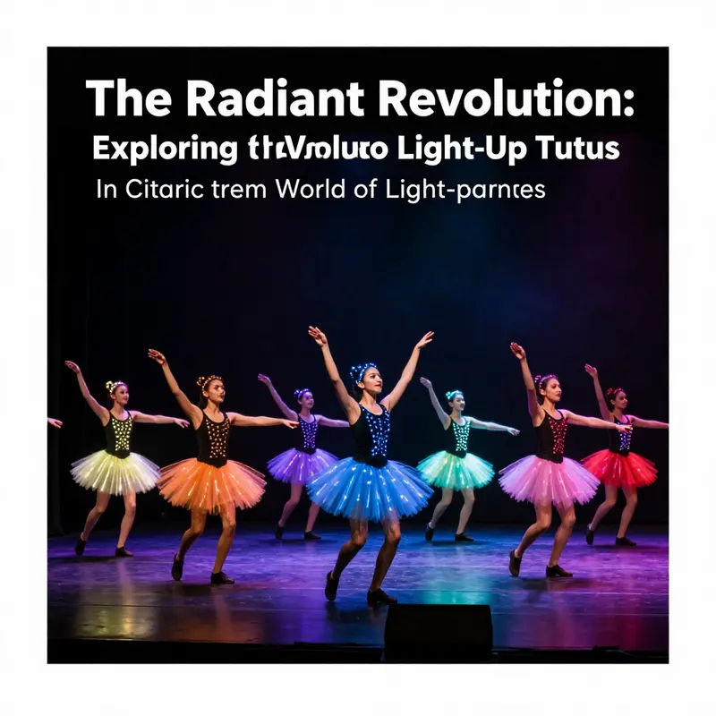 An array of creatively designed light-up tutus illuminating a stage, exemplifying artistry in modern dance wear.