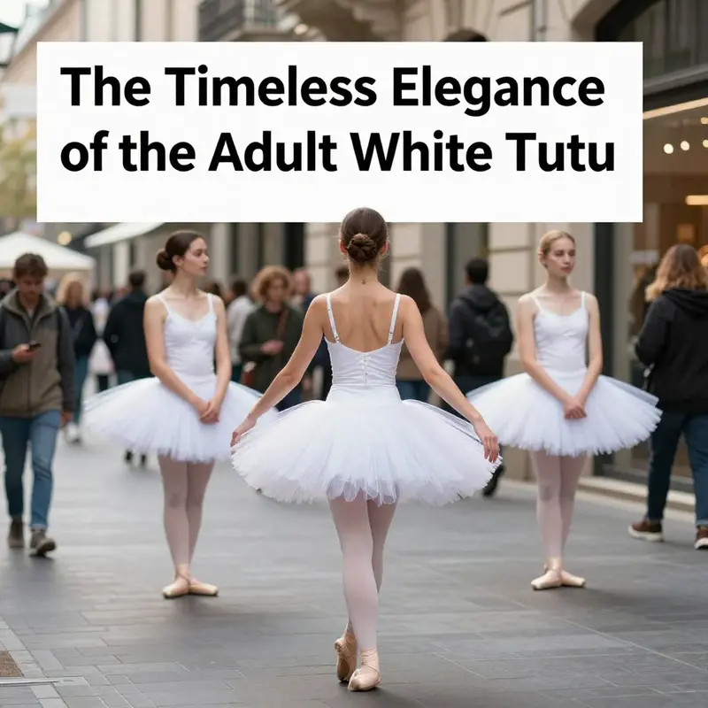 A ballet dancer in a traditional adult white tutu, showcasing the garment’s historical roots in dance.