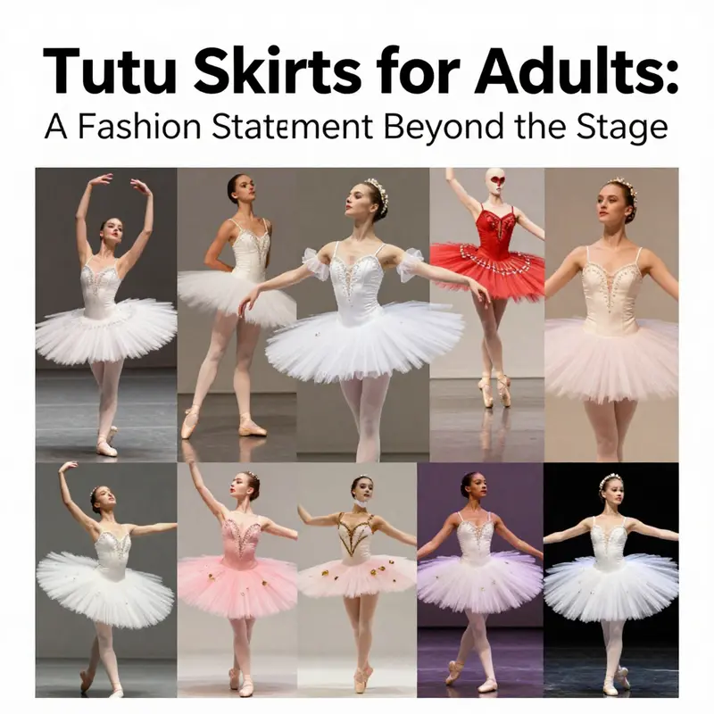 A colorful assortment of adult tutu skirts featuring various styles and materials for different occasions.