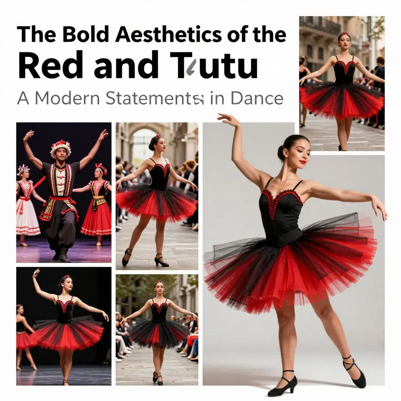 The captivating design elements of a red and black tutu, symbolizing elegance and modernity.