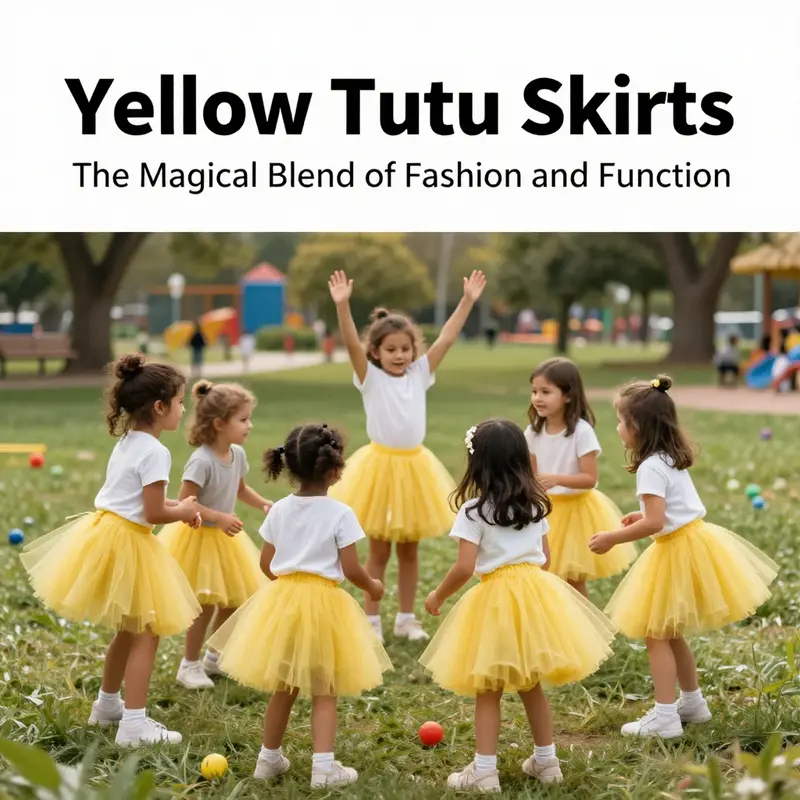 A showcase of both children and adults in yellow tutu skirts, highlighting the trend’s broad appeal in various environments.