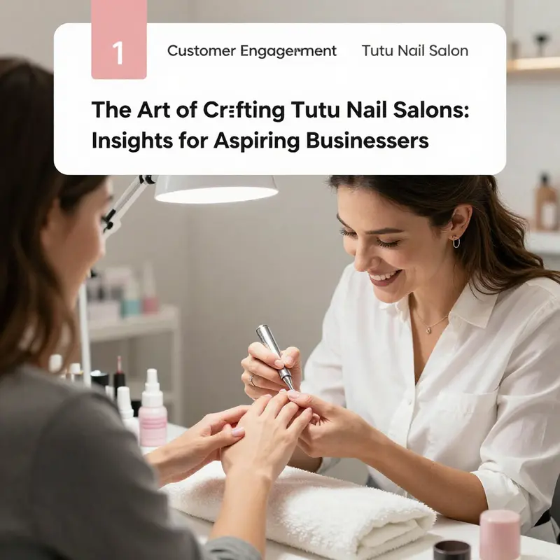 Front view of TUTU NAIL STUDIO with hours of operation illustrated.
