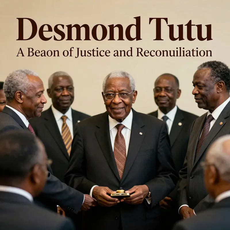 Desmond Tutu engaged in a passionate address during an anti-apartheid rally, capturing the spirit of resistance.
