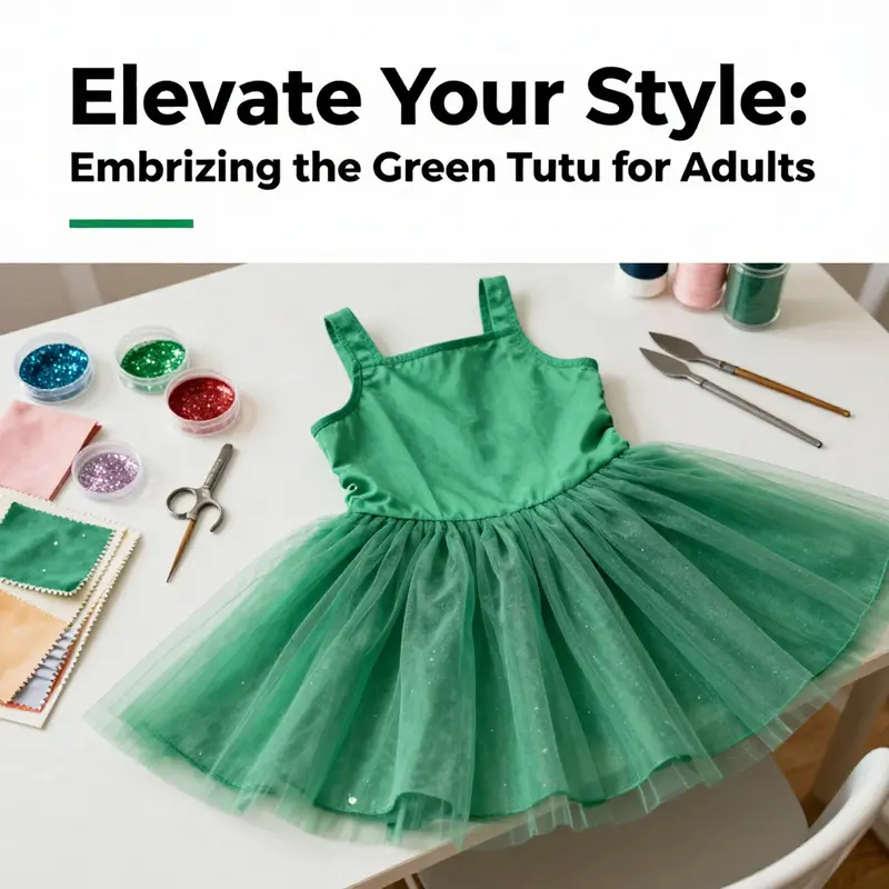 A stylish green tutu displayed to highlight its role in current fashion and costume trends.