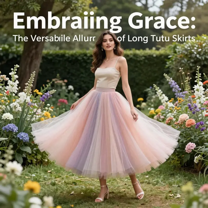 A chic pairing of a long tutu skirt with a fitted top for an elegant outdoor gathering.
