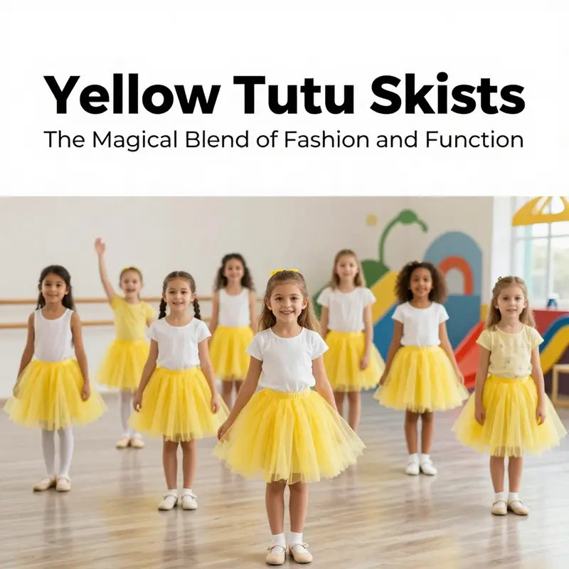 A showcase of both children and adults in yellow tutu skirts, highlighting the trend’s broad appeal in various environments.
