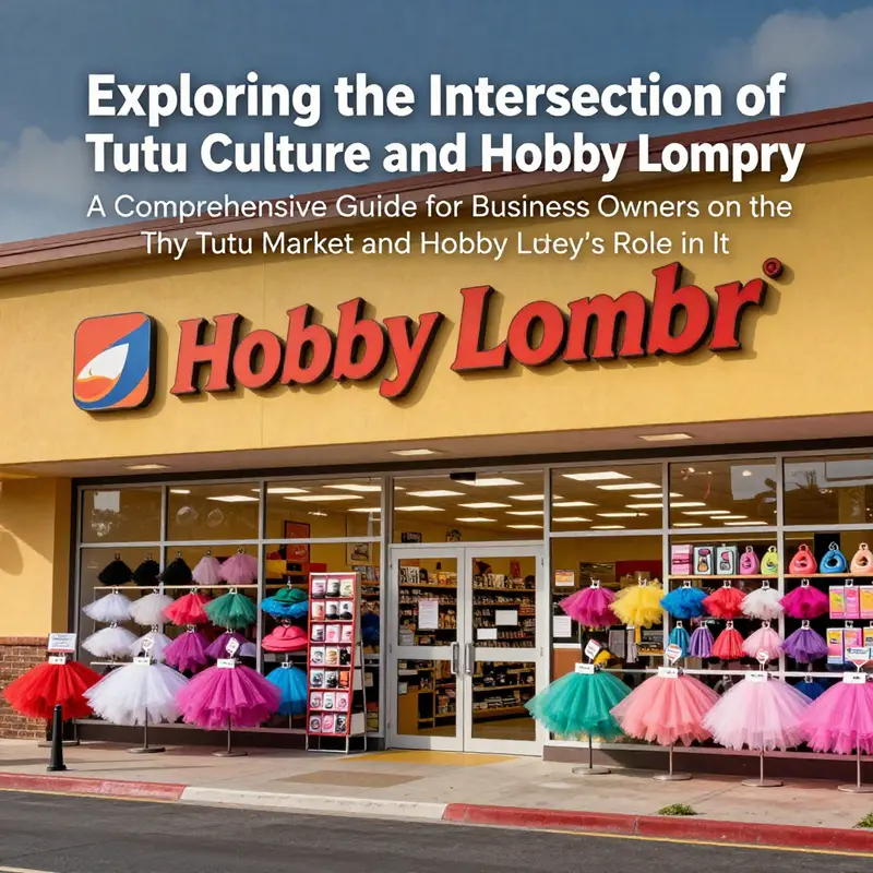 Exterior view of a Hobby Lobby store featuring a variety of colorful tutu crafting supplies.