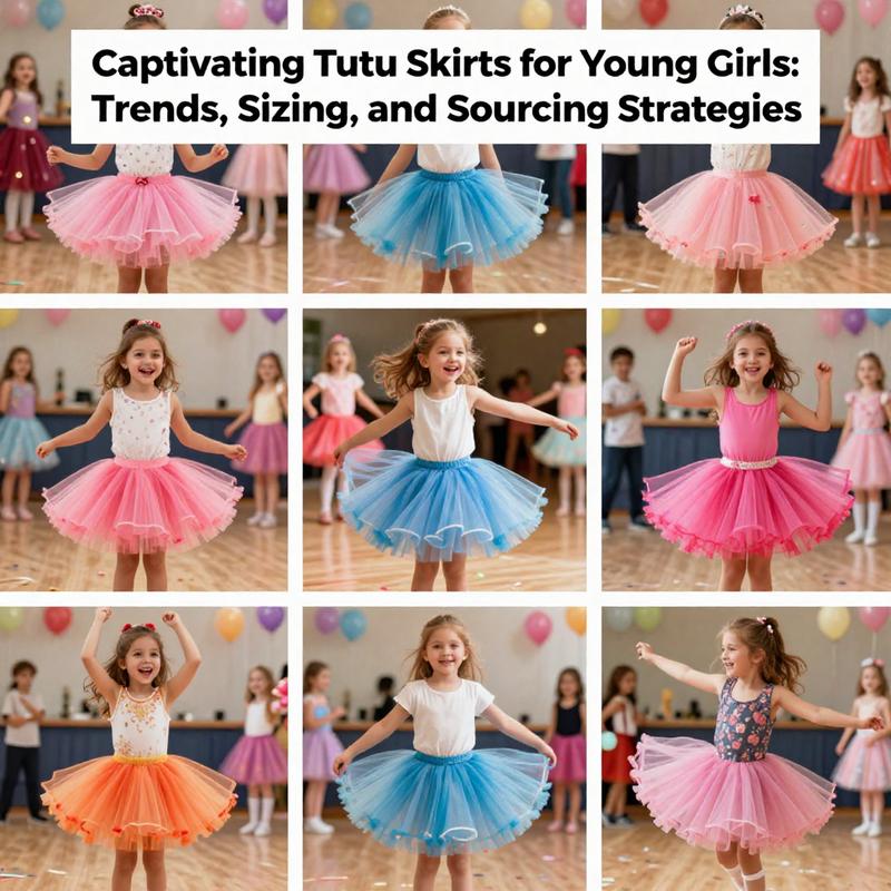 A joyful collection of girls wearing a range of tutu skirts at celebrations, showcasing style and exuberance.