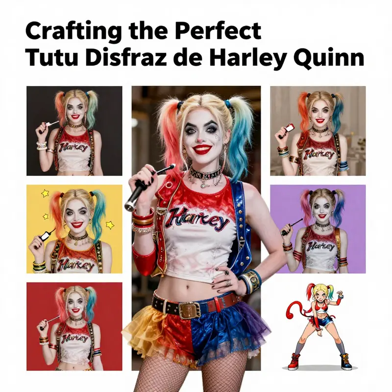 Creative inspirations for tutu disfraz de Harley Quinn, showcasing numerous artistic interpretations.