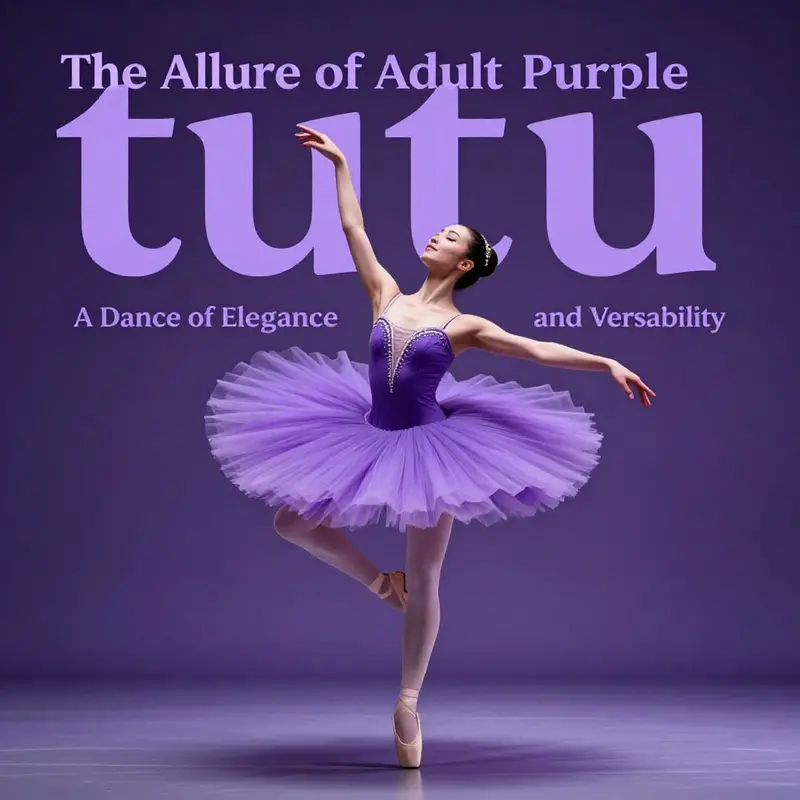 Various styles and uses of adult purple tutus highlighting their versatility from ballet to festive occasions.