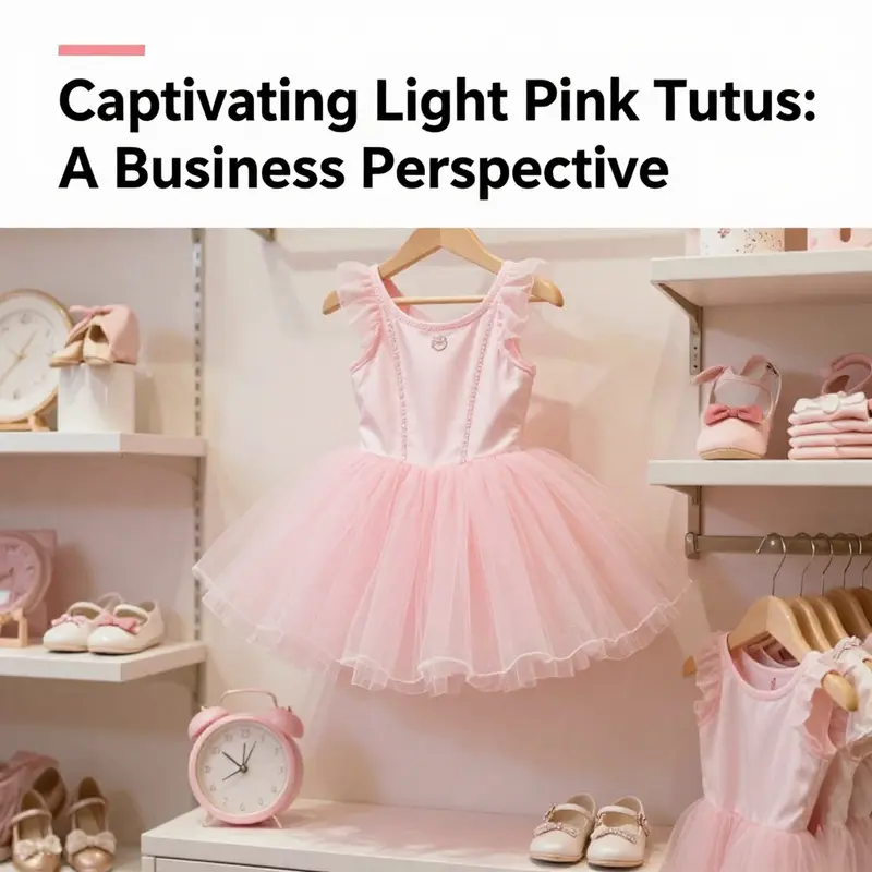 A light pink tutu displayed in a boutique, surrounded by children's accessories, emphasizing its charm.
