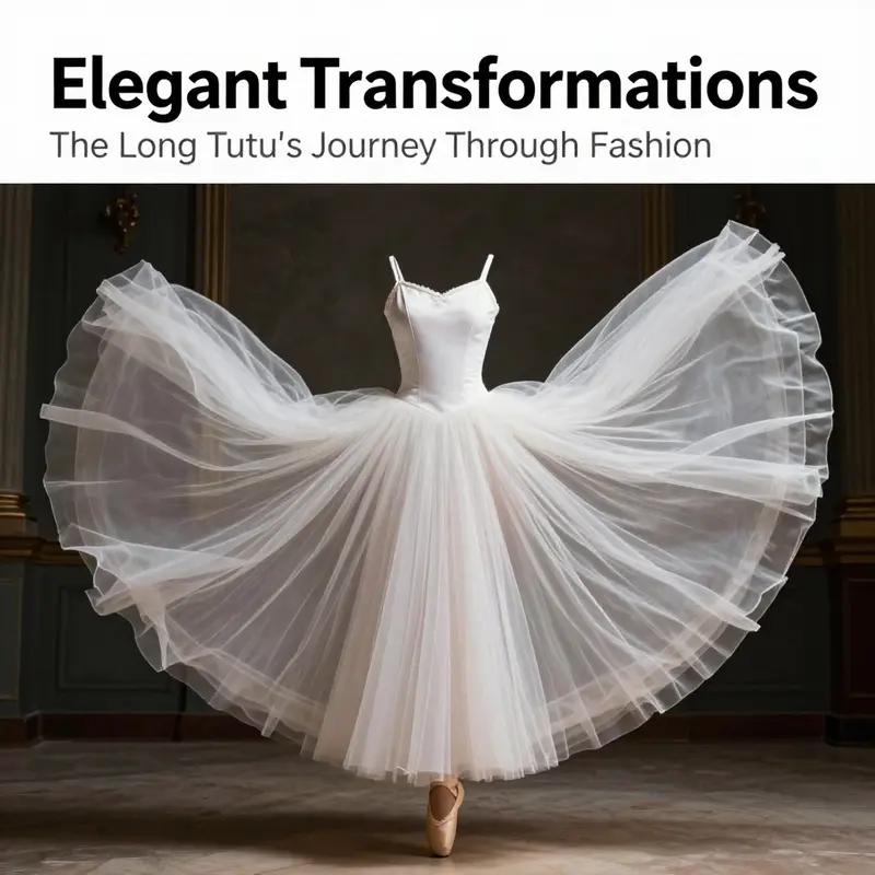 A graceful long tutu displayed prominently against a sophisticated backdrop, symbolizing elegance and artistic beauty.