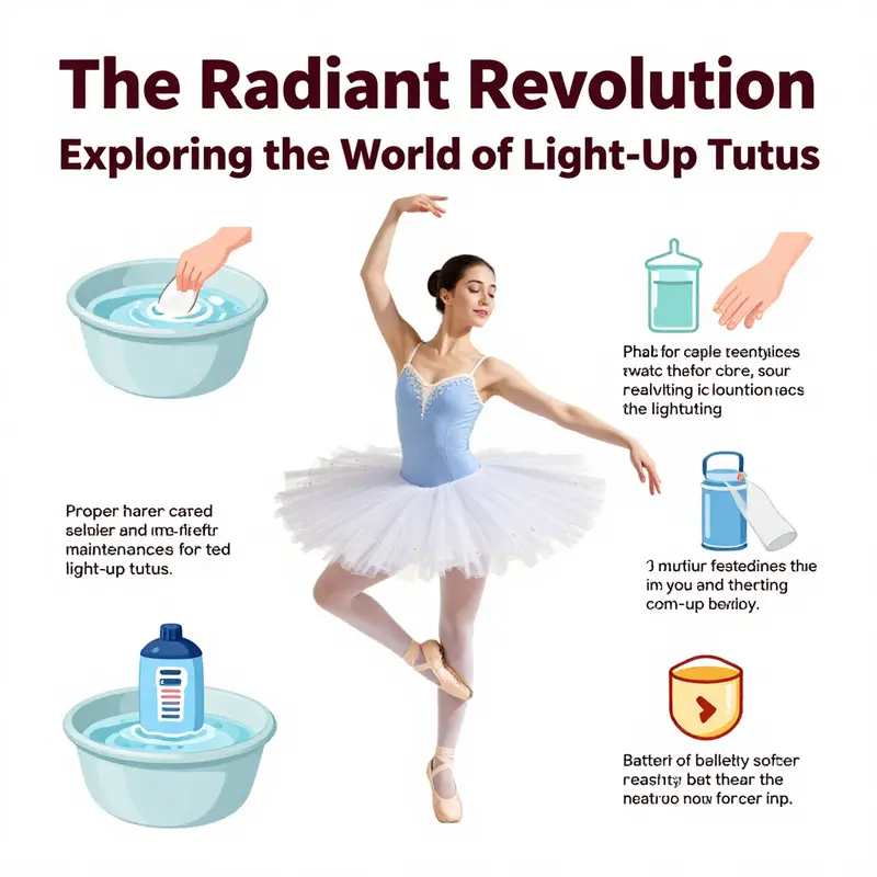 An array of creatively designed light-up tutus illuminating a stage, exemplifying artistry in modern dance wear.