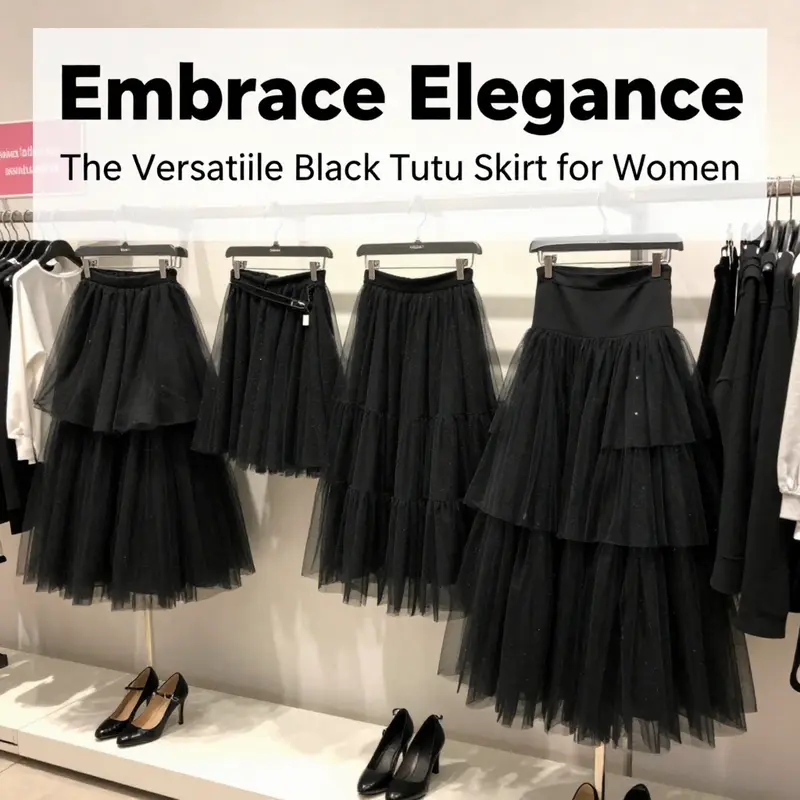 Creative styling options showcase the versatility of the black tutu skirt.