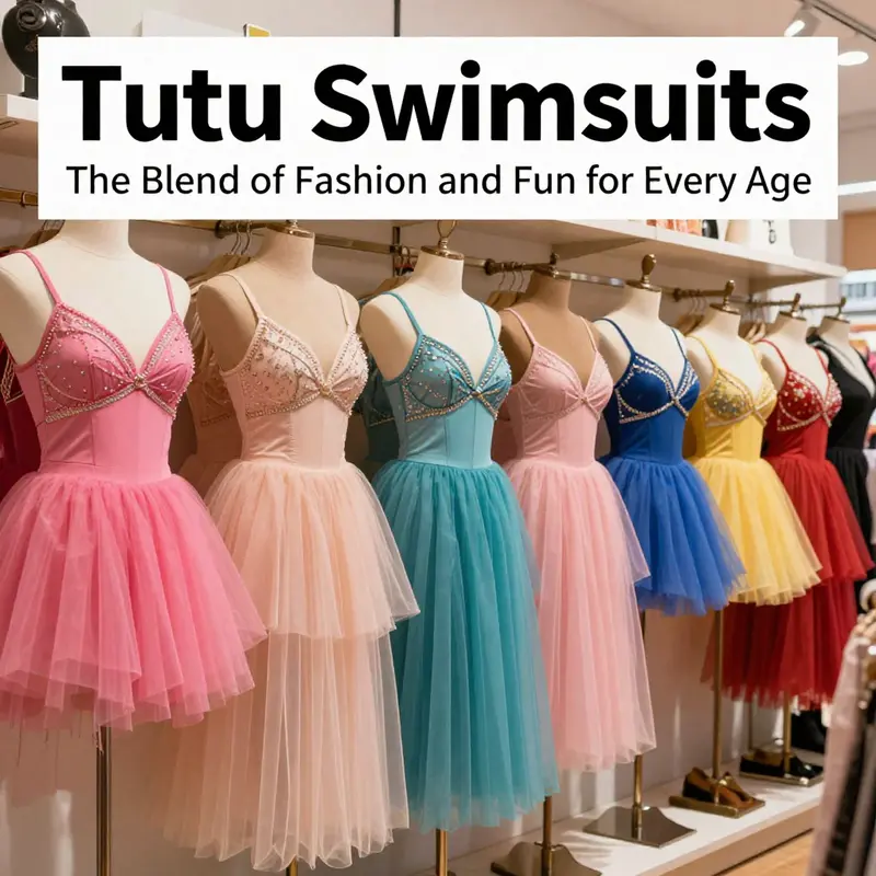 Children and adults showcase the latest trends in tutu swimsuits, blending fun and fashion.