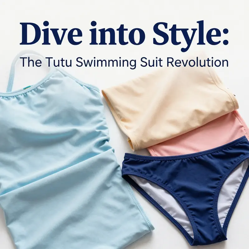 A showcase of design features in tutu swimming suits, emphasizing their playful aesthetics.