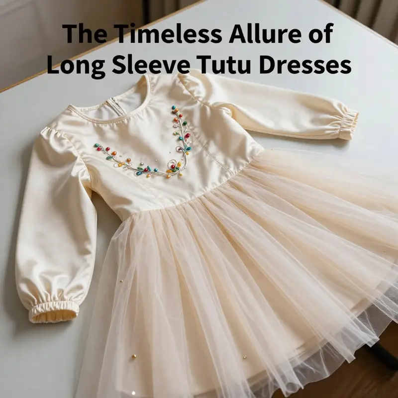 A beautifully designed long sleeve tutu dress featuring intricate elements that enhance its elegance.