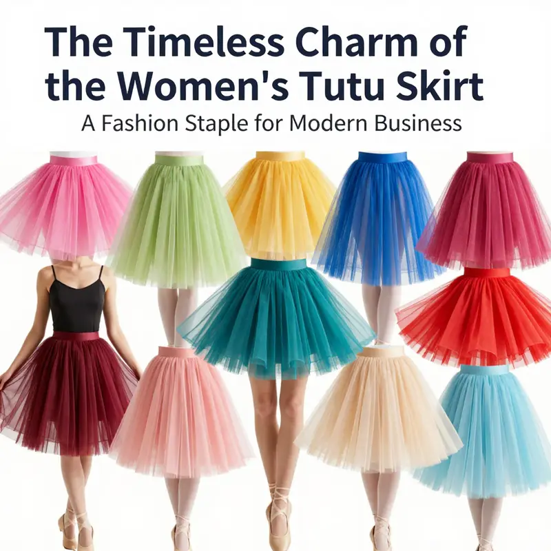 A diverse collection of women’s tutu skirts highlighting their modern styles and vibrant colors.