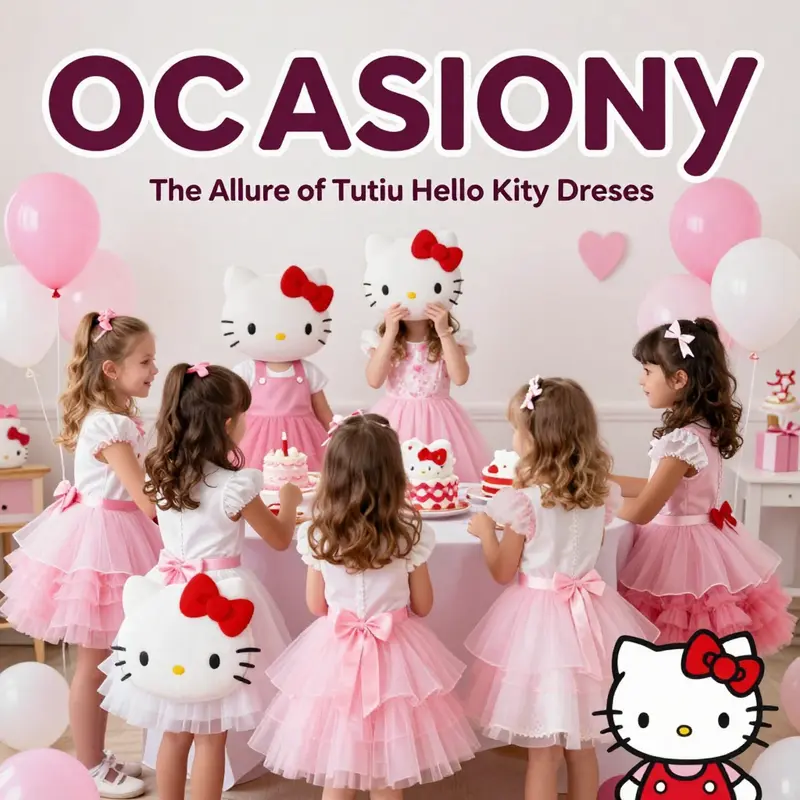 A showcase of the charming design features of Tutu Hello Kitty Dresses.