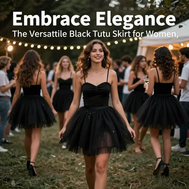 Creative styling options showcase the versatility of the black tutu skirt.