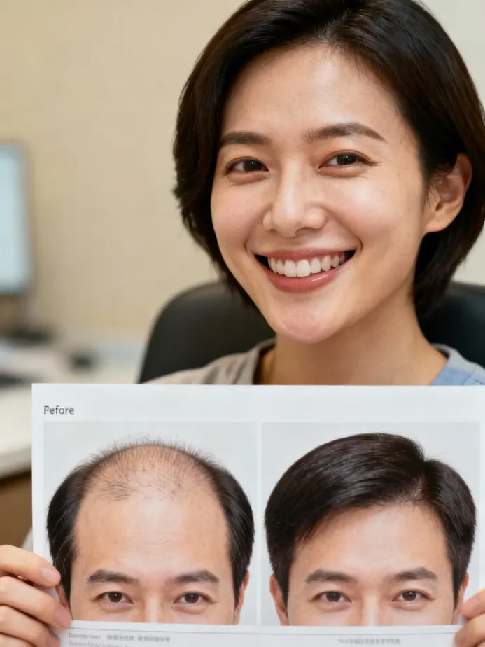 Dr. Osei Tutu consulting a patient about personalized hair loss solutions.