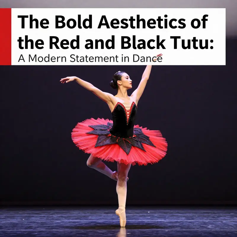 The captivating design elements of a red and black tutu, symbolizing elegance and modernity.