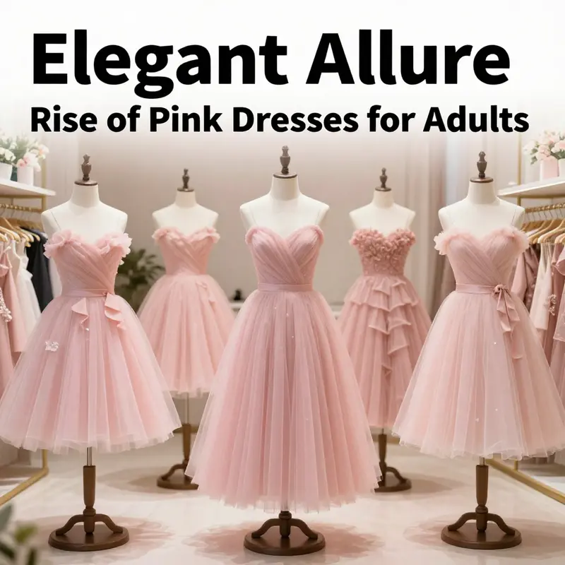 A visually appealing display of pink tutu dresses in a boutique, representing stylish options for adults.