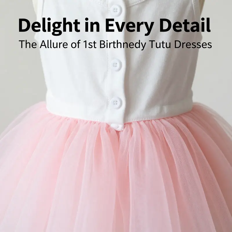 A stunning 1st birthday tutu dress showcasing its intricate design elements.