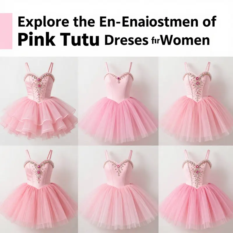 Various styles of pink tutu dresses highlighting their playful and elegant aesthetics.