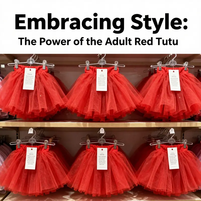 Diverse group of women styling adult red tutus in various fashionable settings.