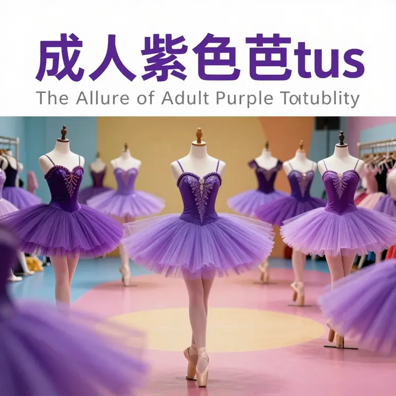 Various styles and uses of adult purple tutus highlighting their versatility from ballet to festive occasions.