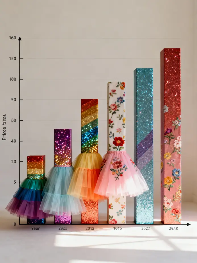 A vibrant display of rainbow tutu dresses showcasing their unique features and design elements.