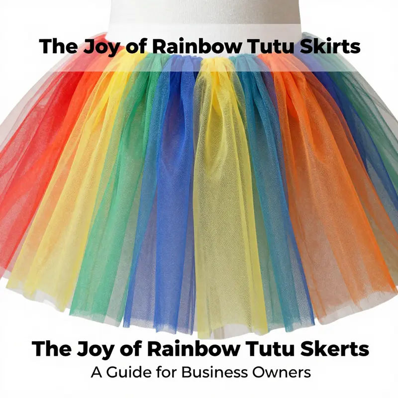 The layered tulle construction of a rainbow tutu skirt, illustrating its colorful design and volume.