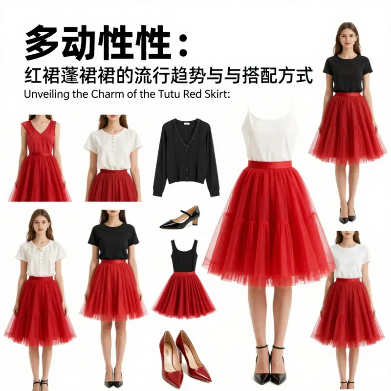 A beautiful collection of red tutu skirts illustrating their versatile styles and captivating designs.