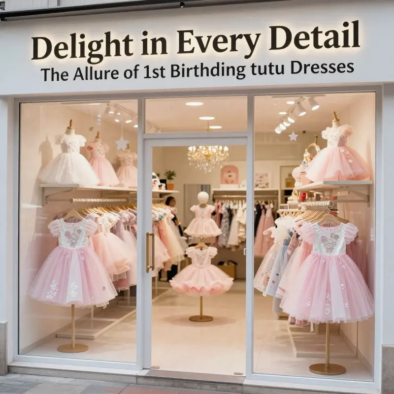A stunning 1st birthday tutu dress showcasing its intricate design elements.