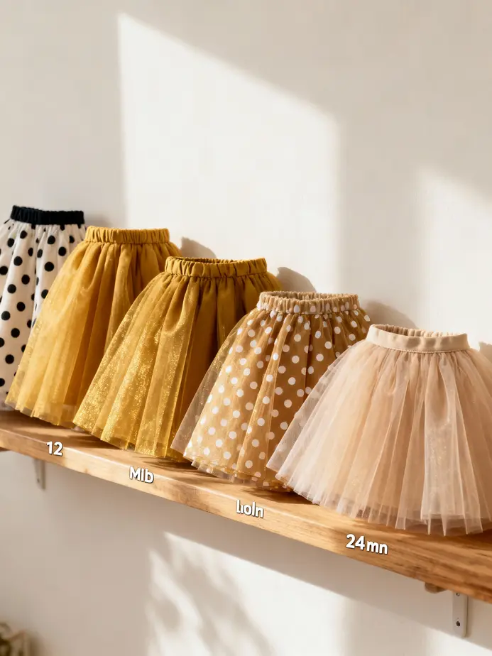 A variety of colorful toddler tutu skirts highlighting the lightweight tulle fabric construction.