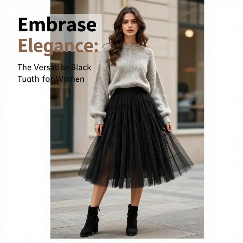 Creative styling options showcase the versatility of the black tutu skirt.