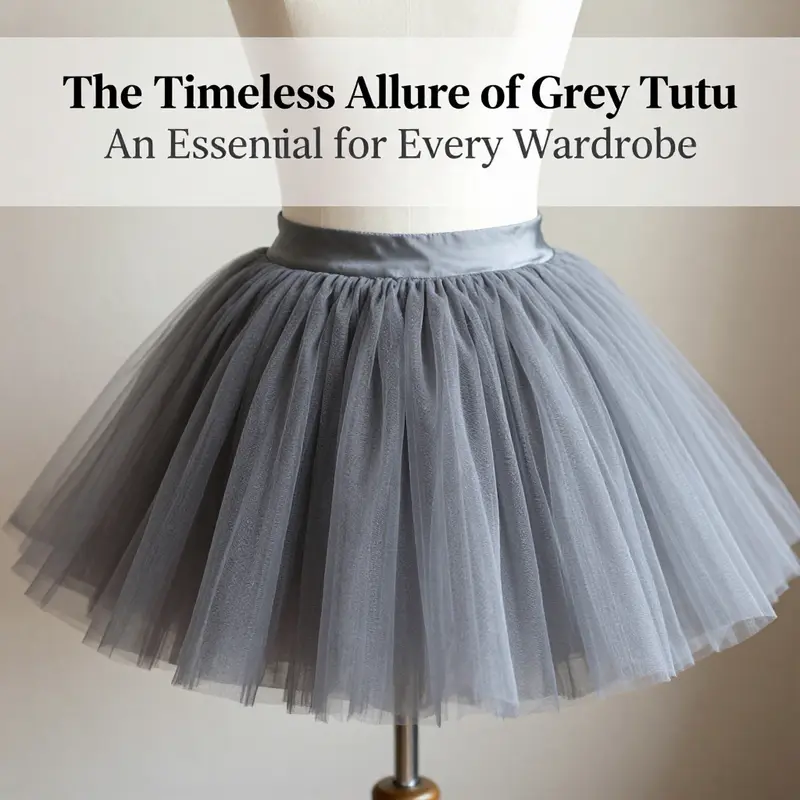 A model showcasing the elegance of the light grey tutu in a chic fashion environment.