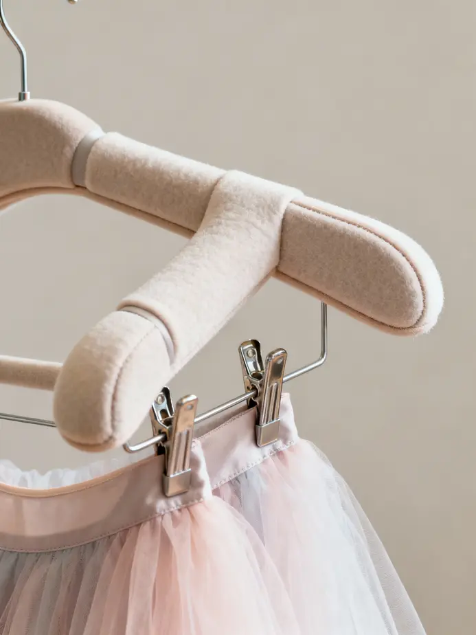 Specialized tutu hangers help maintain the shape and longevity of delicate ballet costumes.